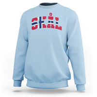 Skal Norway Flag Sweatshirt Vintage Cheers Norwegian Sayings Viking Heritage Scandinavian Graphic