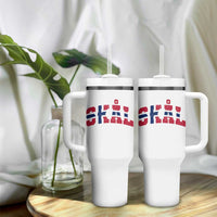 Skal Norway Flag Tumbler With Handle Vintage Cheers Norwegian Sayings Viking Heritage Scandinavian Graphic