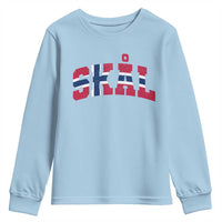 Skal Norway Flag Youth Sweatshirt Vintage Cheers Norwegian Sayings Viking Heritage Scandinavian Graphic