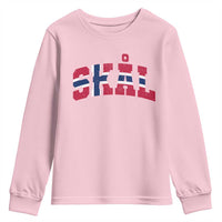 Skal Norway Flag Youth Sweatshirt Vintage Cheers Norwegian Sayings Viking Heritage Scandinavian Graphic