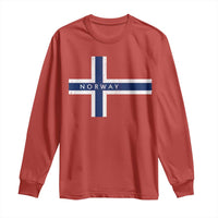 Norway Flag Cross Long Sleeve Shirt Vintage Distressed Norwegian Heritage Patriotic Scandinavian Graphic