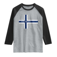 Norway Flag Cross Raglan Shirt Vintage Distressed Norwegian Heritage Patriotic Scandinavian Graphic