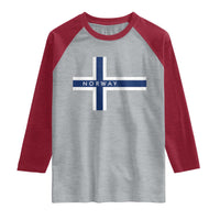 Norway Flag Cross Raglan Shirt Vintage Distressed Norwegian Heritage Patriotic Scandinavian Graphic