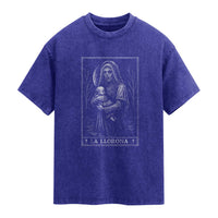 La Llorona Washed Cotton T-Shirt Tarot Card Horror Death Occult Mexican Folklore Halloween