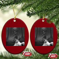 Cat Selfie With Wendigo Ceramic Ornament Horror Halloween Funny Cat Gifts