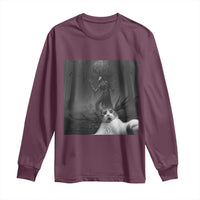 Cat Selfie With Wendigo Long Sleeve Shirt Horror Halloween Funny Cat Gifts