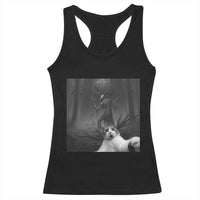 Cat Selfie With Wendigo Racerback Tank Top Horror Halloween Funny Cat Gifts