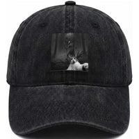 Cat Selfie With Wendigo Washed Cotton Baseball Cap Horror Halloween Funny Cat Gifts