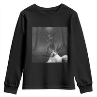Cat Selfie With Wendigo Youth Sweatshirt Horror Halloween Funny Cat Gifts