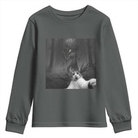 Cat Selfie With Wendigo Youth Sweatshirt Horror Halloween Funny Cat Gifts
