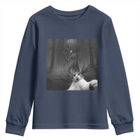 Cat Selfie With Wendigo Youth Sweatshirt Horror Halloween Funny Cat Gifts