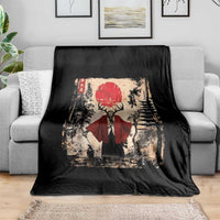 Samurai Wendigo Throw Blanket Japanese Vintage Graphic Ukiyo-e Art Funny Dark Fantasy - Wonder Print Shop
