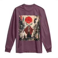 Samurai Wendigo Long Sleeve Shirt Japanese Vintage Graphic Ukiyo-e Art Funny Dark Fantasy - Wonder Print Shop