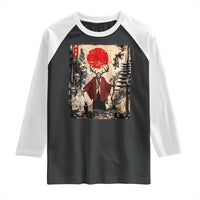 Samurai Wendigo Raglan Shirt Japanese Vintage Graphic Ukiyo-e Art Funny Dark Fantasy - Wonder Print Shop