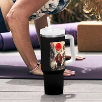 Samurai Wendigo Tumbler With Handle Japanese Vintage Graphic Ukiyo-e Art Funny Dark Fantasy - Wonder Print Shop