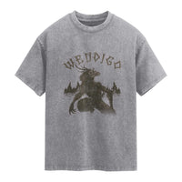 Wendigo Washed Cotton T-Shirt Horror Cryptid Occult Dark Fantasy