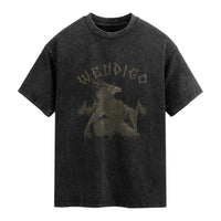 Wendigo Washed Cotton T-Shirt Horror Cryptid Occult Dark Fantasy