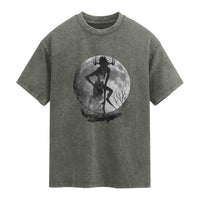 Wendigo Washed Cotton T-Shirt Cryptid Horror Moon Mythical Creature Halloween