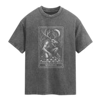 Wendigo Washed Cotton T-Shirt Tarot Card Horror Cryptid Occult Dark Fantasy