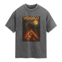 Wendigo Washed Cotton T-Shirt Halloween Cryptid Horror Mythical Creature