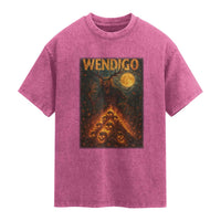 Wendigo Washed Cotton T-Shirt Halloween Cryptid Horror Mythical Creature