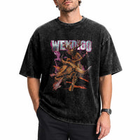 Wendigo Washed Cotton T-Shirt Riding Skeleton Cryptid Occult Dark Fantasy