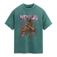 Wendigo Washed Cotton T-Shirt Riding Skeleton Cryptid Occult Dark Fantasy
