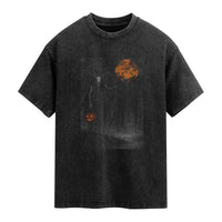 Halloween Wendigo Washed Cotton T-Shirt Scary Pumpkin Moon