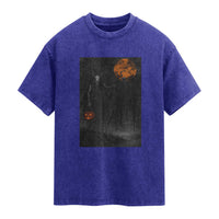 Halloween Wendigo Washed Cotton T-Shirt Scary Pumpkin Moon