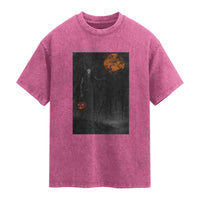 Halloween Wendigo Washed Cotton T-Shirt Scary Pumpkin Moon
