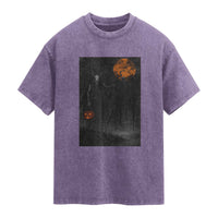 Halloween Wendigo Washed Cotton T-Shirt Scary Pumpkin Moon