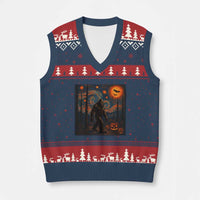Bigfoot Starry Night V-Neck Knit Sweater Vest Funny Halloween Van Gogh Sasquatch Lovers - Wonder Print Shop