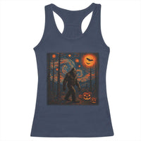 Bigfoot Starry Night Racerback Tank Top Funny Halloween Van Gogh Sasquatch Lovers - Wonder Print Shop