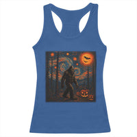Bigfoot Starry Night Racerback Tank Top Funny Halloween Van Gogh Sasquatch Lovers - Wonder Print Shop