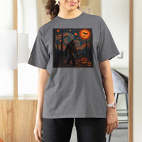 Bigfoot Starry Night T Shirt For Women Funny Halloween Van Gogh Sasquatch Lovers - Wonder Print Shop