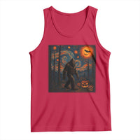 Bigfoot Starry Night Tank Top Funny Halloween Van Gogh Sasquatch Lovers - Wonder Print Shop