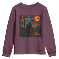 Bigfoot Starry Night Youth Sweatshirt Funny Halloween Van Gogh Sasquatch Lovers - Wonder Print Shop