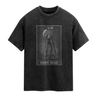 Siren Head Washed Cotton T-Shirt Tarot Card Horror American Cryptid