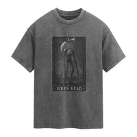 Siren Head Washed Cotton T-Shirt Tarot Card Horror American Cryptid