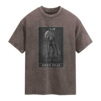 Siren Head Washed Cotton T-Shirt Tarot Card Horror American Cryptid