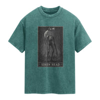 Siren Head Washed Cotton T-Shirt Tarot Card Horror American Cryptid