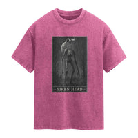 Siren Head Washed Cotton T-Shirt Tarot Card Horror American Cryptid