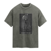 Siren Head Washed Cotton T-Shirt Tarot Card Horror American Cryptid