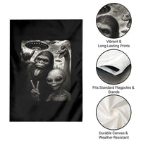 Bigfoot Alien Loch Ness Monster Garden Flag Funny Cryptid UFO Selfie Sasquatch Rock On - Wonder Print Shop