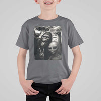 Bigfoot Alien Loch Ness Monster T Shirt For Kid Funny Cryptid UFO Selfie Sasquatch Rock On - Wonder Print Shop