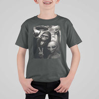 Bigfoot Alien Loch Ness Monster T Shirt For Kid Funny Cryptid UFO Selfie Sasquatch Rock On - Wonder Print Shop