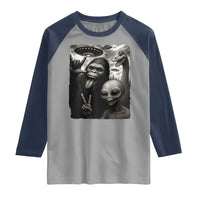 Bigfoot Alien Loch Ness Monster Raglan Shirt Funny Cryptid UFO Selfie Sasquatch Rock On - Wonder Print Shop