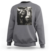 Bigfoot Alien Loch Ness Monster Sweatshirt Funny Cryptid UFO Selfie Sasquatch Rock On - Wonder Print Shop