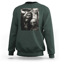 Bigfoot Alien Loch Ness Monster Sweatshirt Funny Cryptid UFO Selfie Sasquatch Rock On - Wonder Print Shop