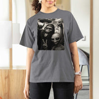 Bigfoot Alien Loch Ness Monster T Shirt For Women Funny Cryptid UFO Selfie Sasquatch Rock On - Wonder Print Shop